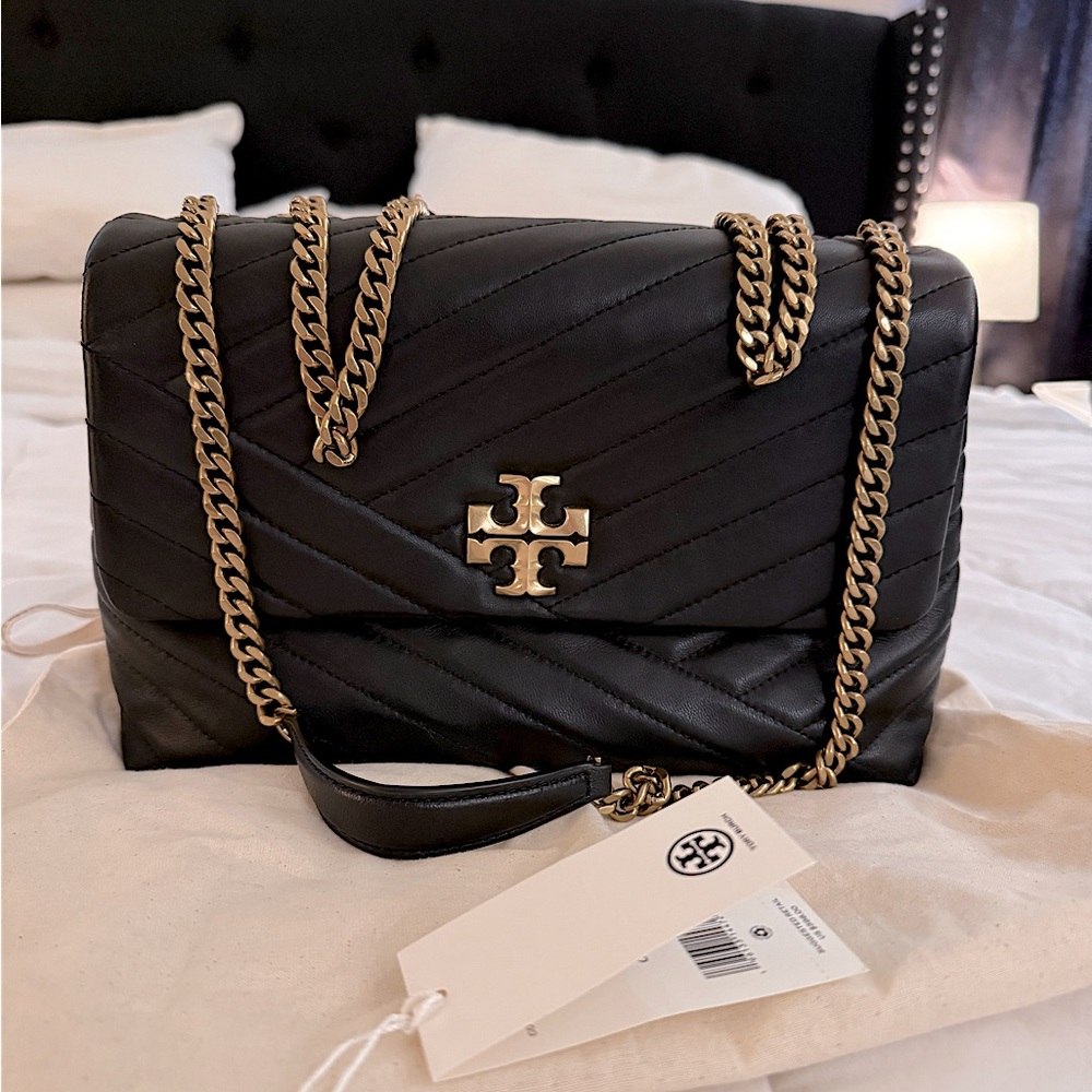 SOLD Tory Burch Kira Chevron Black Quilted Shoulder Bag